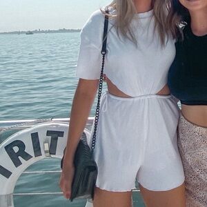 Sabo Skirt White Ribbed Romper